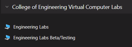 List of virtual labs in the Microsoft Remote Desktop app